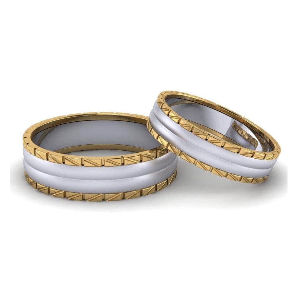 Jewelove™ Rings Designer Platinum Love Bands with a Yellow Gold Edge JL PT 642