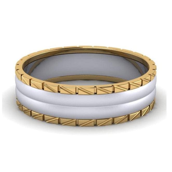 Jewelove™ Rings Designer Platinum Love Bands with a Yellow Gold Edge JL PT 642