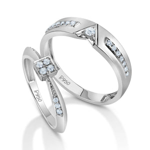 Jewelove™ Rings Both / SI IJ Designer Platinum Love Bands with Diamond JL PT 1066