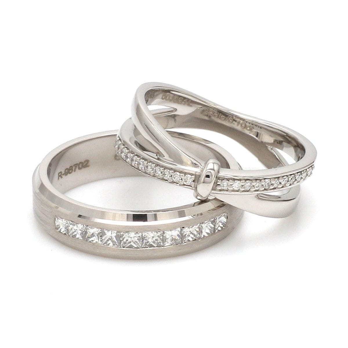 Jewelove™ Rings Designer Platinum Love Bands with Diamond JL PT 1067