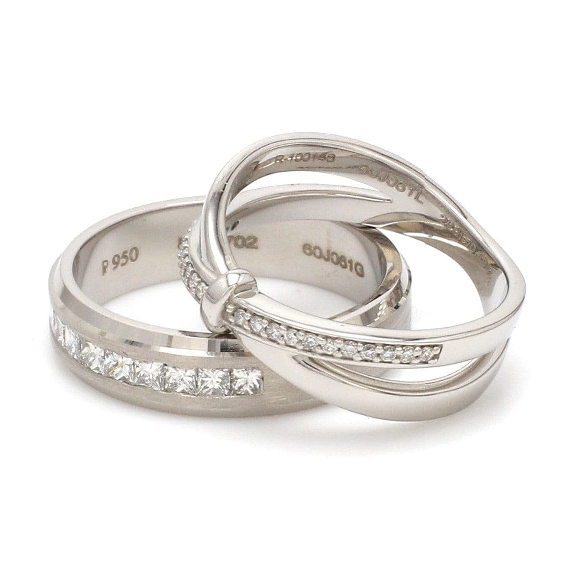 Jewelove™ Rings Designer Platinum Love Bands with Diamond JL PT 1067