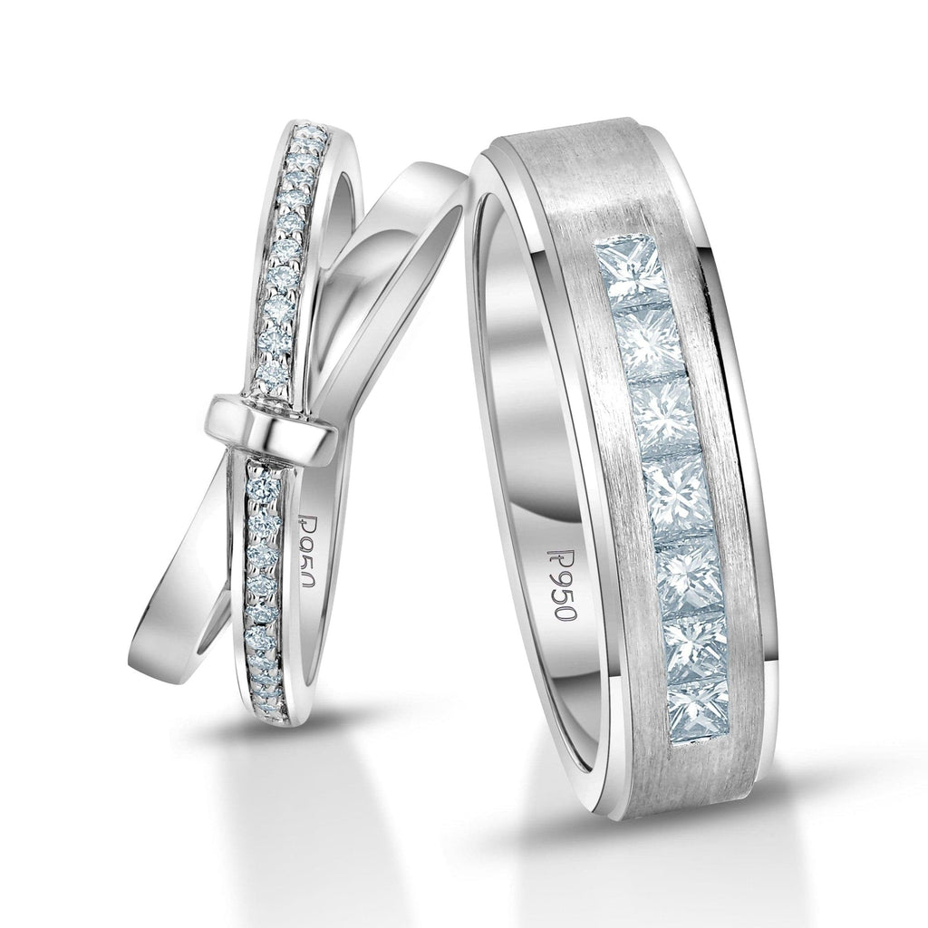 Jewelove™ Rings Designer Platinum Love Bands with Diamond JL PT 1067