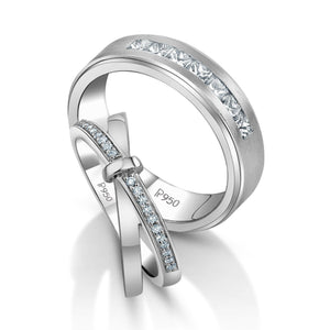 Jewelove™ Rings Designer Platinum Love Bands with Diamond JL PT 1067