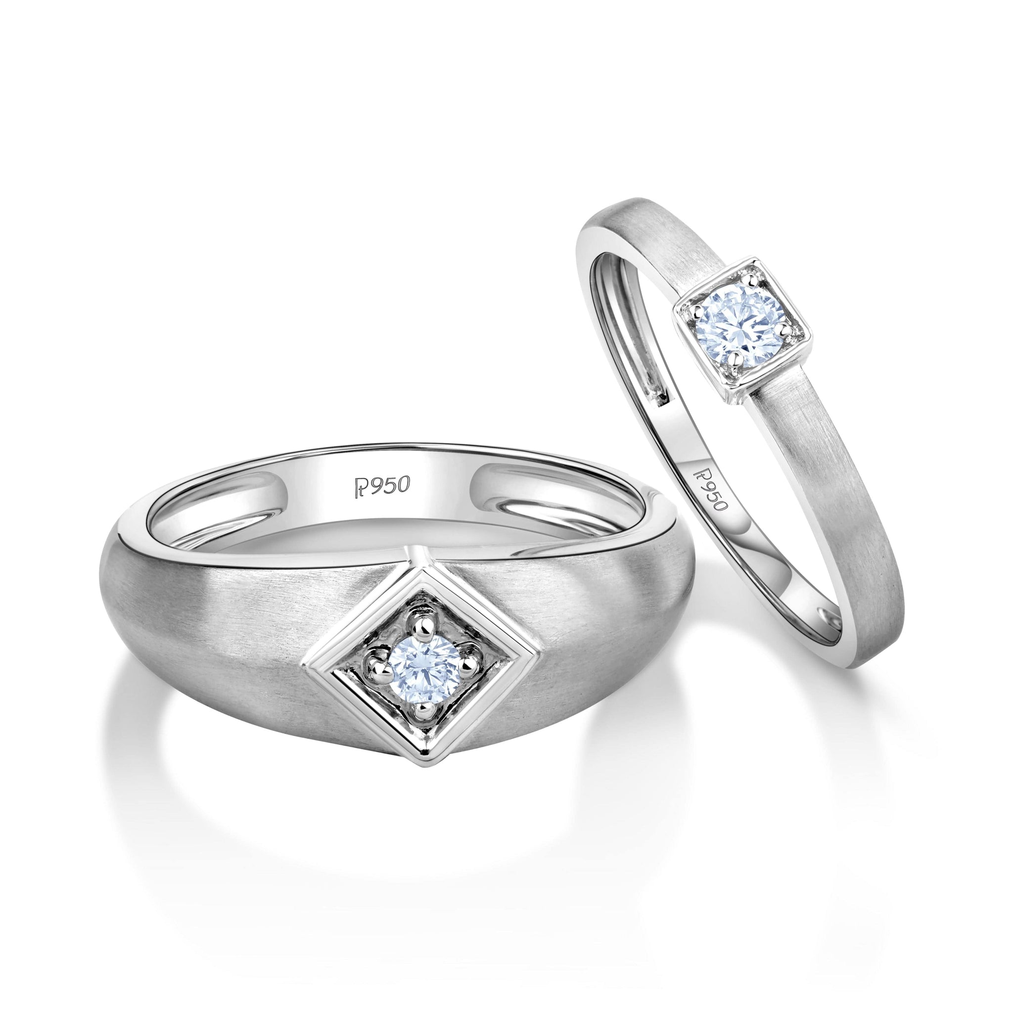 Jewelove™ Rings Both / SI IJ Designer Platinum Love Bands with Diamond JL PT 1068