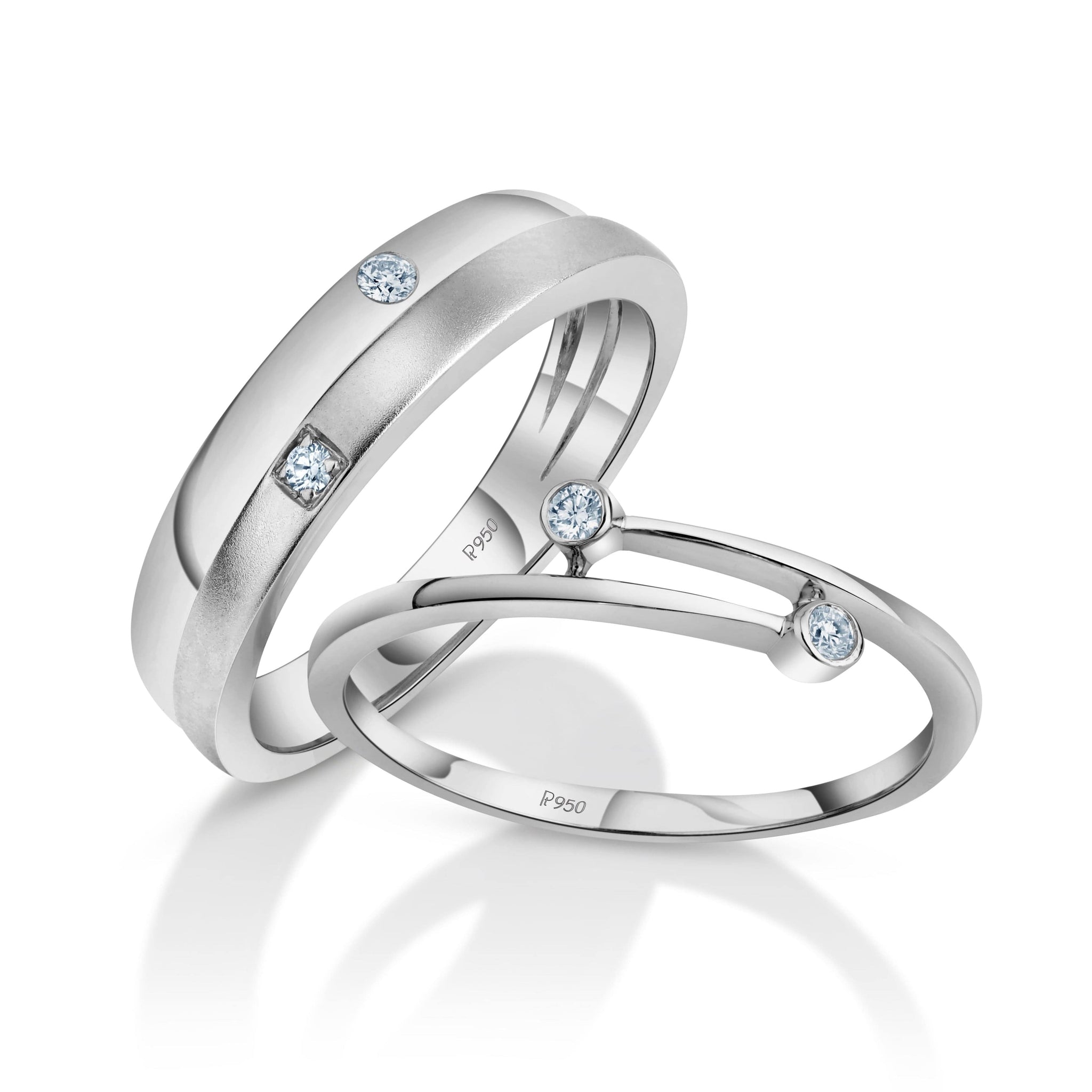 Jewelove™ Rings Both / SI IJ Designer Platinum Love Bands with Diamond PT 1065