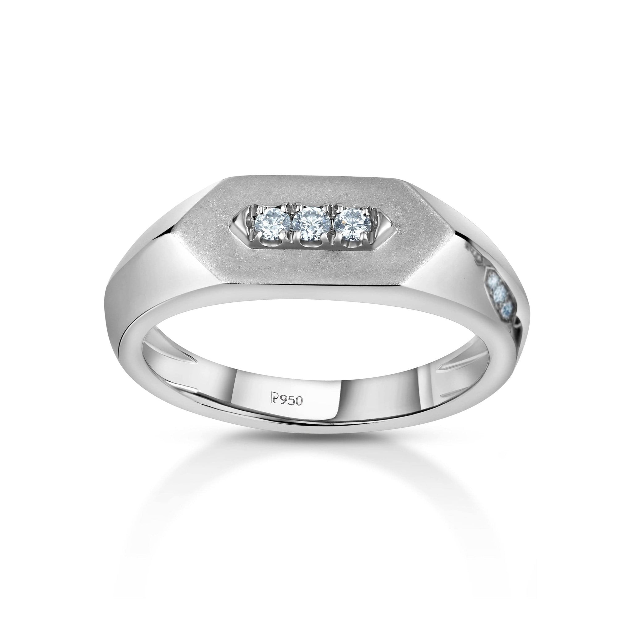 Jewelove™ Rings Men's Band only / SI IJ Designer Platinum Love Bands with Diamonds JL PT 1062