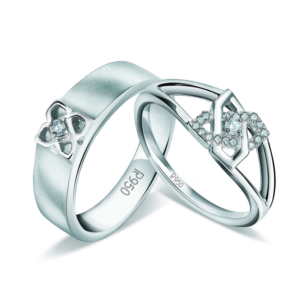 Jewelove™ Rings Designer Platinum Love Bands with Diamonds JL PT 928