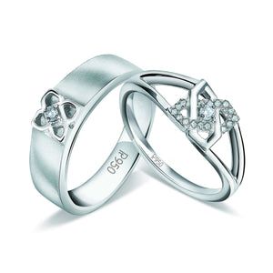 Jewelove™ Rings Designer Platinum Love Bands with Diamonds JL PT 928