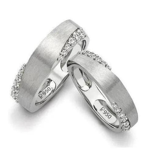 Jewelove™ Rings Both / SI IJ Designer Platinum Love Bands with Diamonds SJ PTO 129