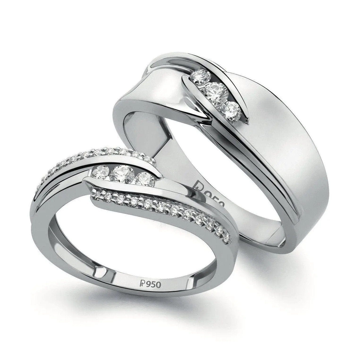 Jewelove™ Rings Designer Platinum Love Bands with Diamonds SJ PTO 152