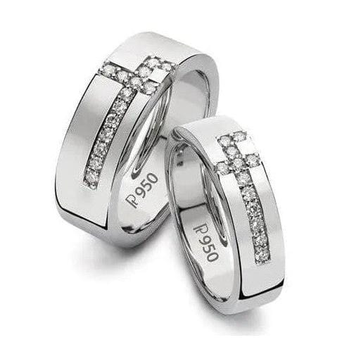 Jewelove™ Rings Designer Platinum Love Bands with Diamonds SJ PTO 162