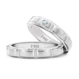 Jewelove™ Rings Designer Platinum Love Bands with Single Diamonds SJ PTO 151