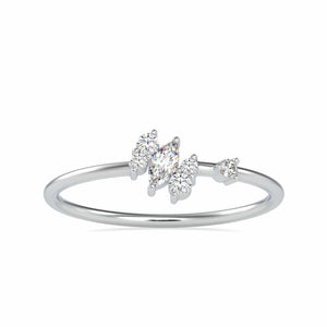 Jewelove™ Rings SI IJ / Women's Band only Designer Platinum Marqusie Cut & Round Brilliant Cut Diamond Ring JL PT 0661