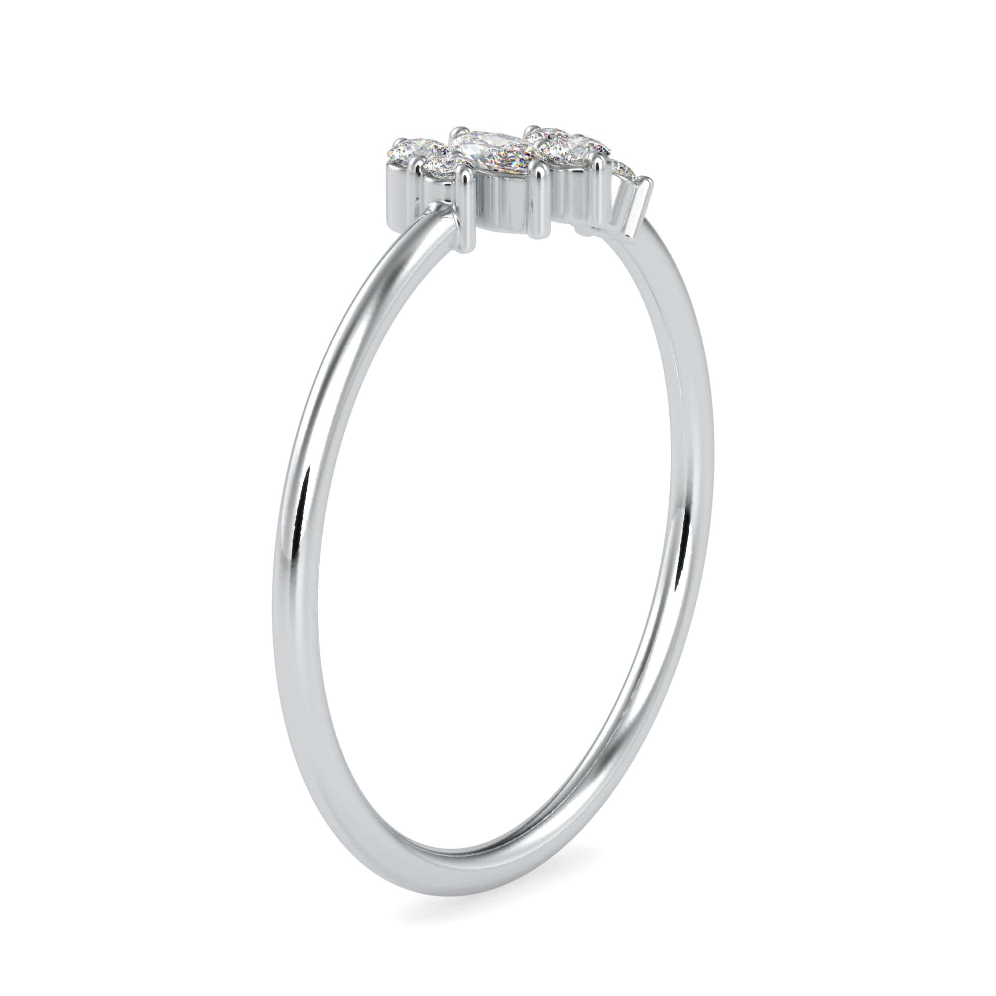 Jewelove™ Rings SI IJ / Women's Band only Designer Platinum Marqusie Cut & Round Brilliant Cut Diamond Ring JL PT 0661