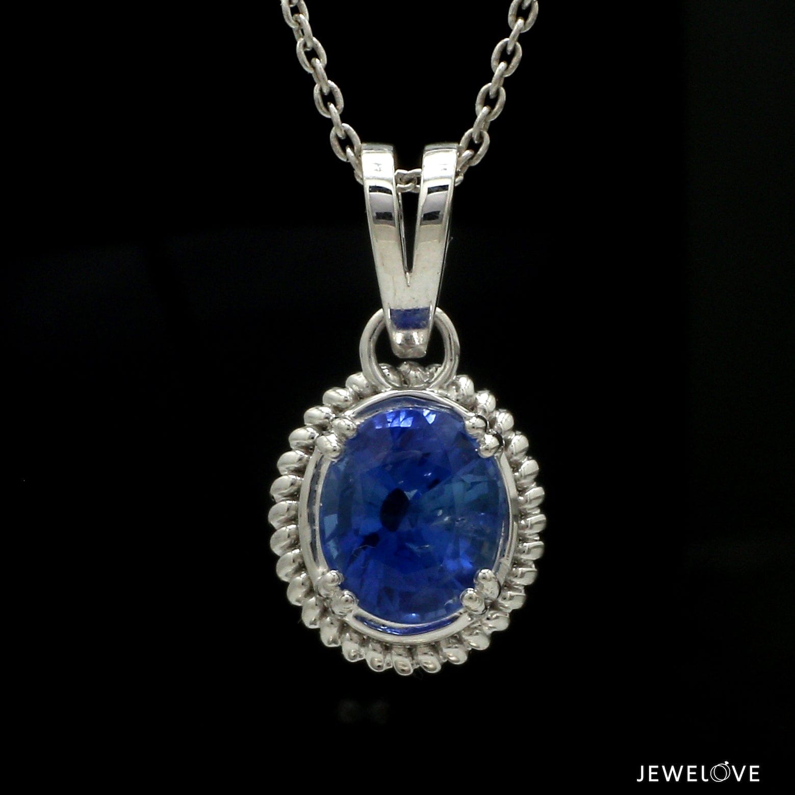 Jewelove™ Pendants Designer Platinum Pendant with Blue Sapphire