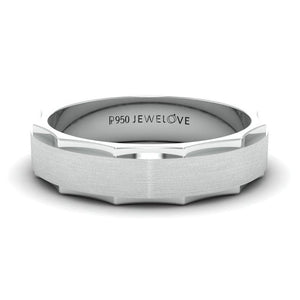 Jewelove™ Rings Men's Band only Designer Platinum Ring for Men with Cut Edges JL PT 682