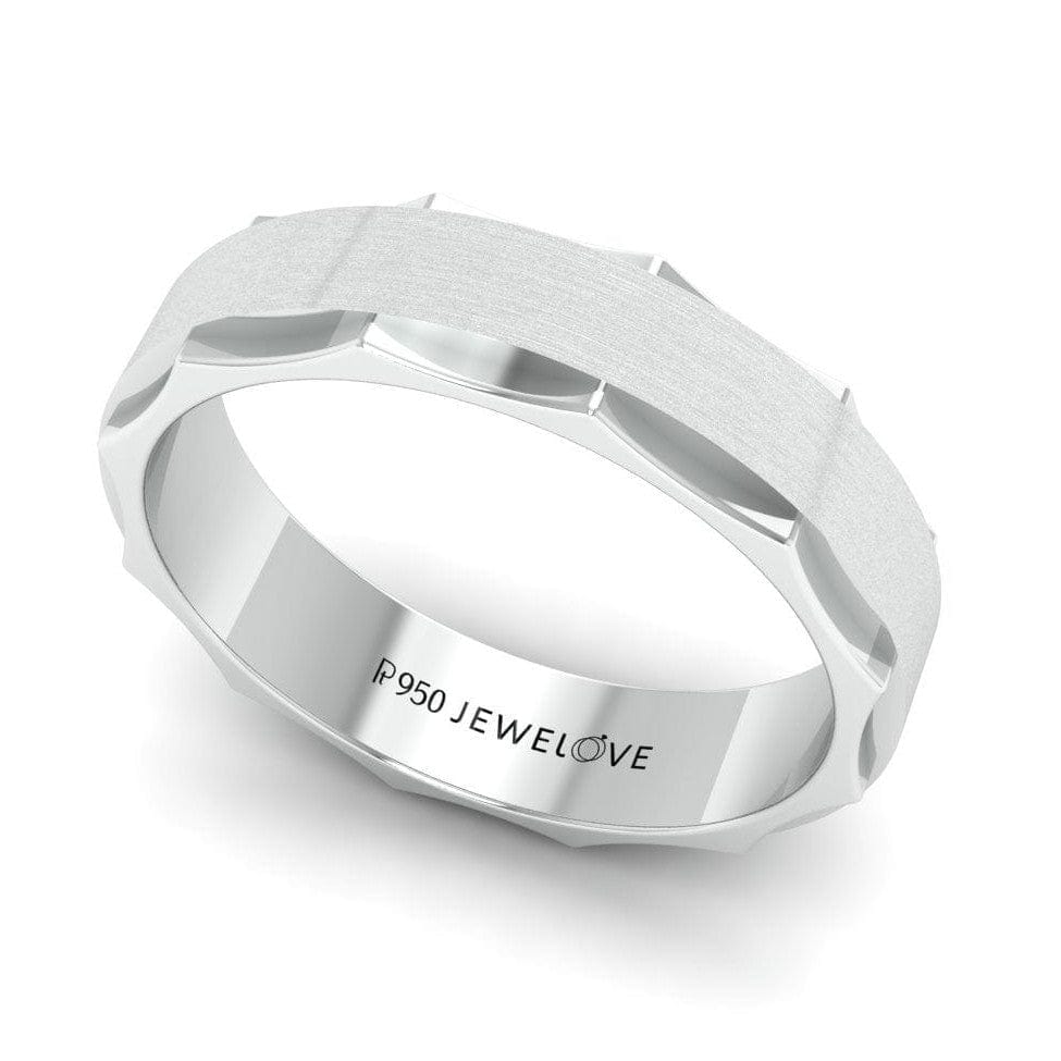 Jewelove™ Rings Men's Band only Designer Platinum Ring for Men with Cut Edges JL PT 682