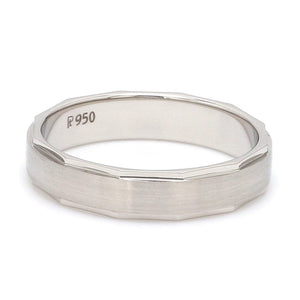 Jewelove™ Rings Men's Band only Designer Platinum Ring for Men with Cut Edges JL PT 682