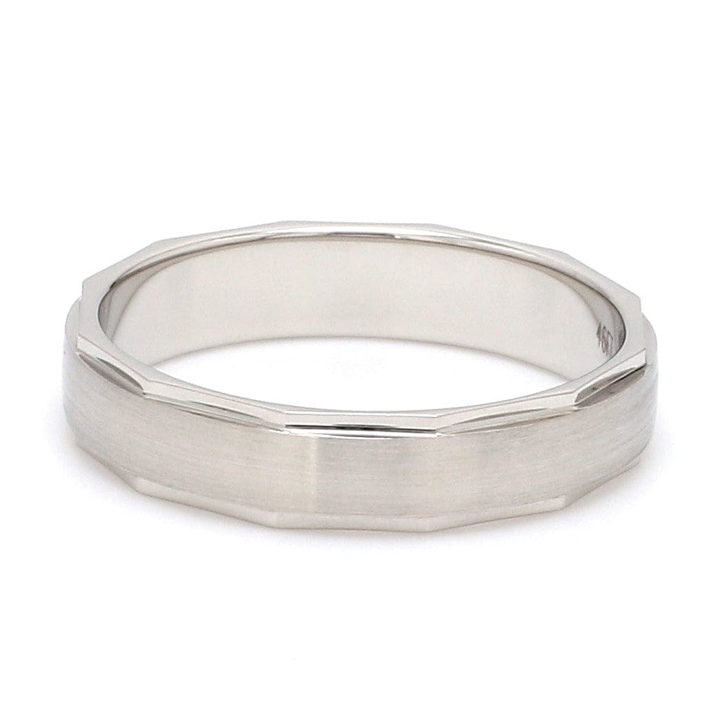 Jewelove™ Rings Men's Band only Designer Platinum Ring for Men with Cut Edges JL PT 682