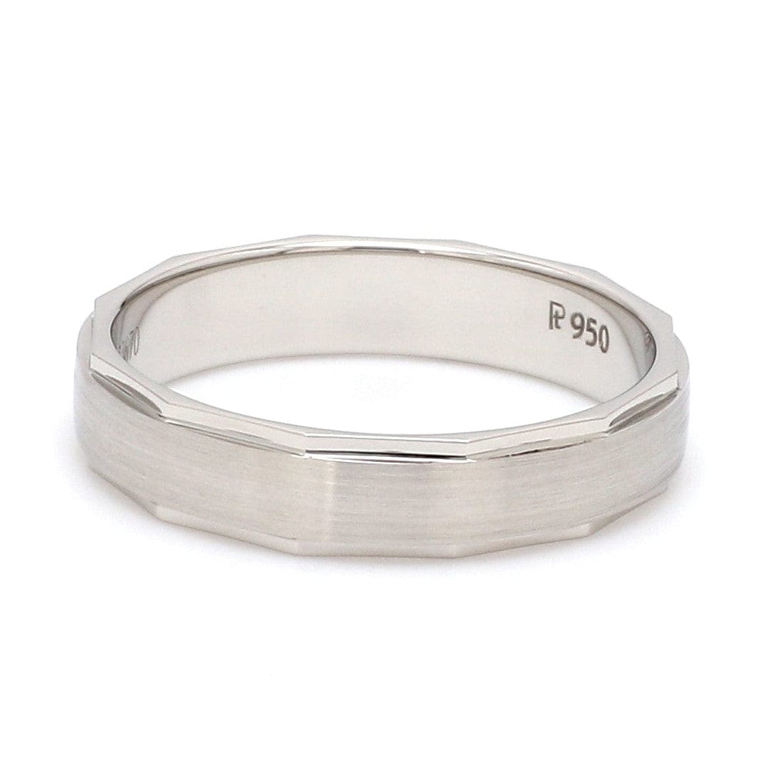 Jewelove™ Rings Men's Band only Designer Platinum Ring for Men with Cut Edges JL PT 682