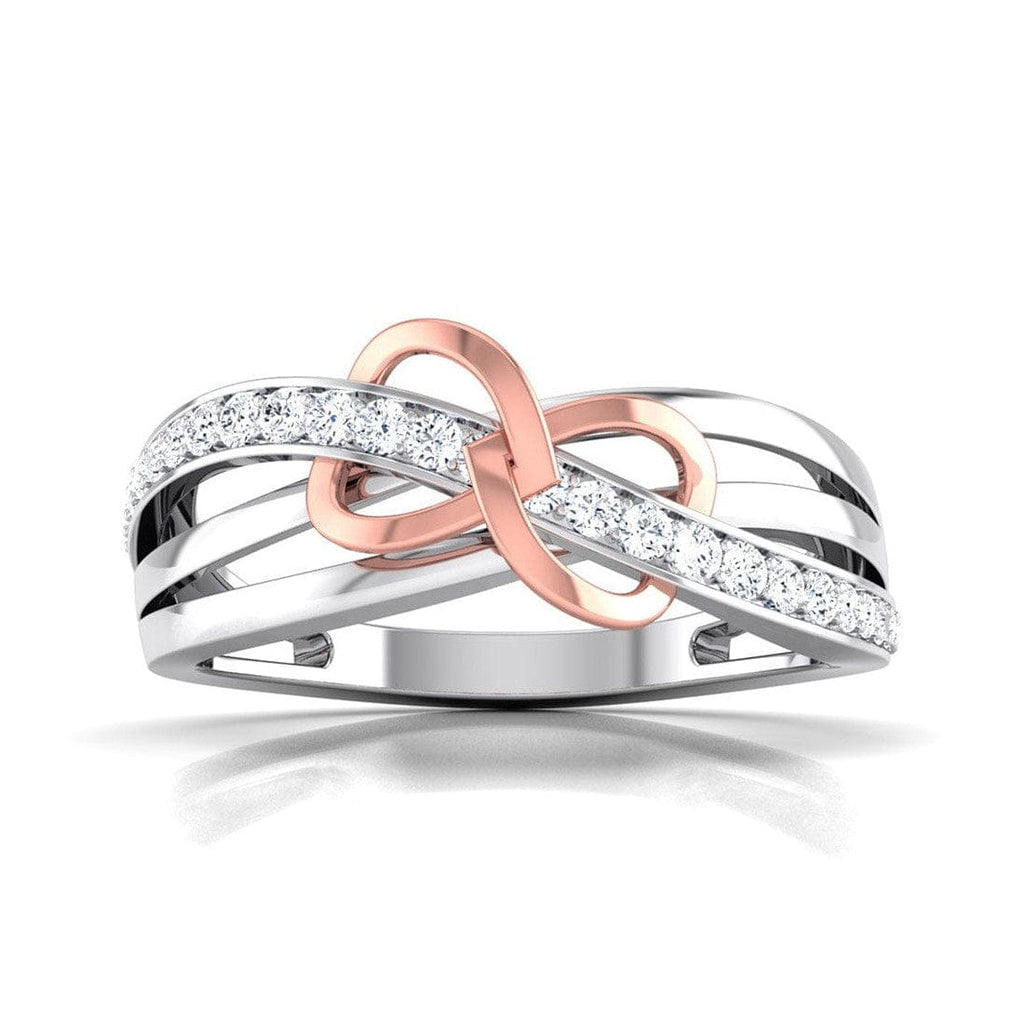 Jewelove™ Rings Designer Platinum Ring with Diamonds with A Touch of Rose Gold Polish JL PT 566