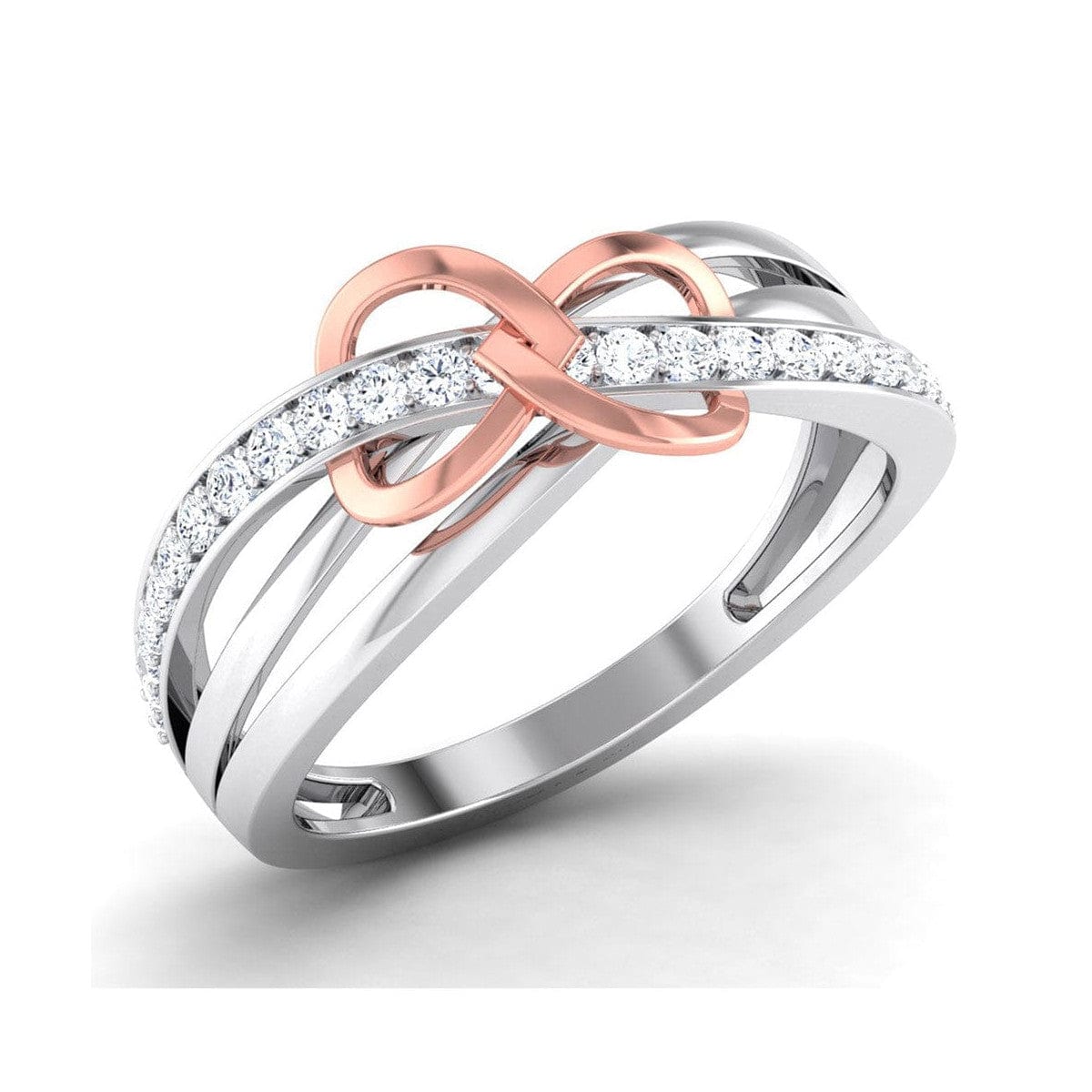 Jewelove™ Rings Designer Platinum Ring with Diamonds with A Touch of Rose Gold Polish JL PT 566