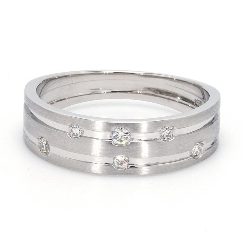 Jewelove™ Rings Designer Platinum Ring with Grooves & Diamonds for Women JL PT 570