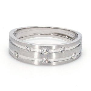 Jewelove™ Rings Designer Platinum Ring with Grooves & Diamonds for Women JL PT 570