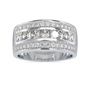 Jewelove™ Rings Designer Platinum Ring with Princess Cut & Round Brilliant Cut Diamond  for Women JL PT 0147