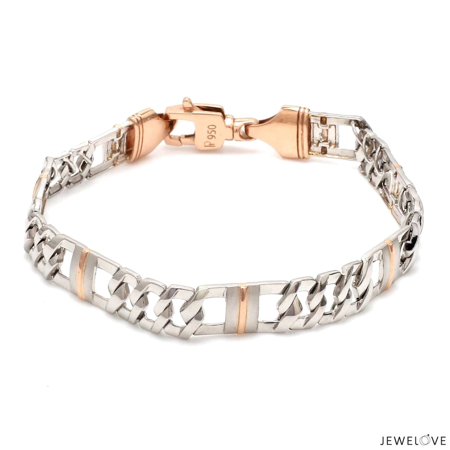 Jewelove™ Bangles & Bracelets Designer Platinum & Rose Gold Bracelet for Men JL PTB 750-R