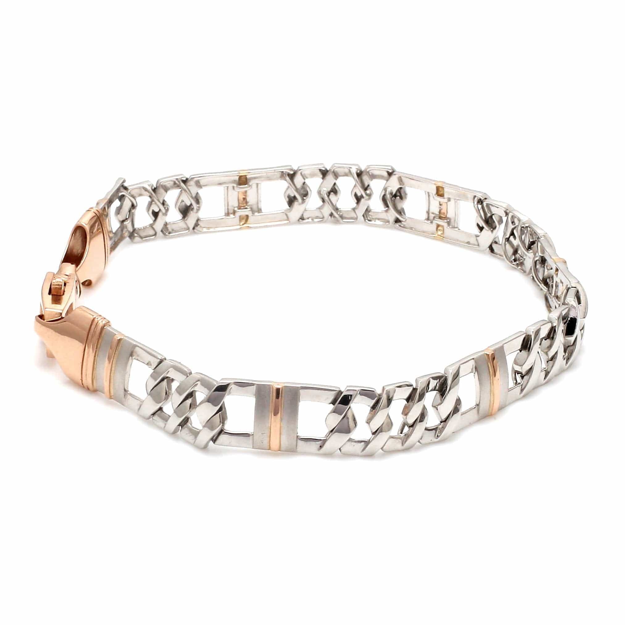 Jewelove™ Bangles & Bracelets Designer Platinum & Rose Gold Bracelet for Men JL PTB 750-R