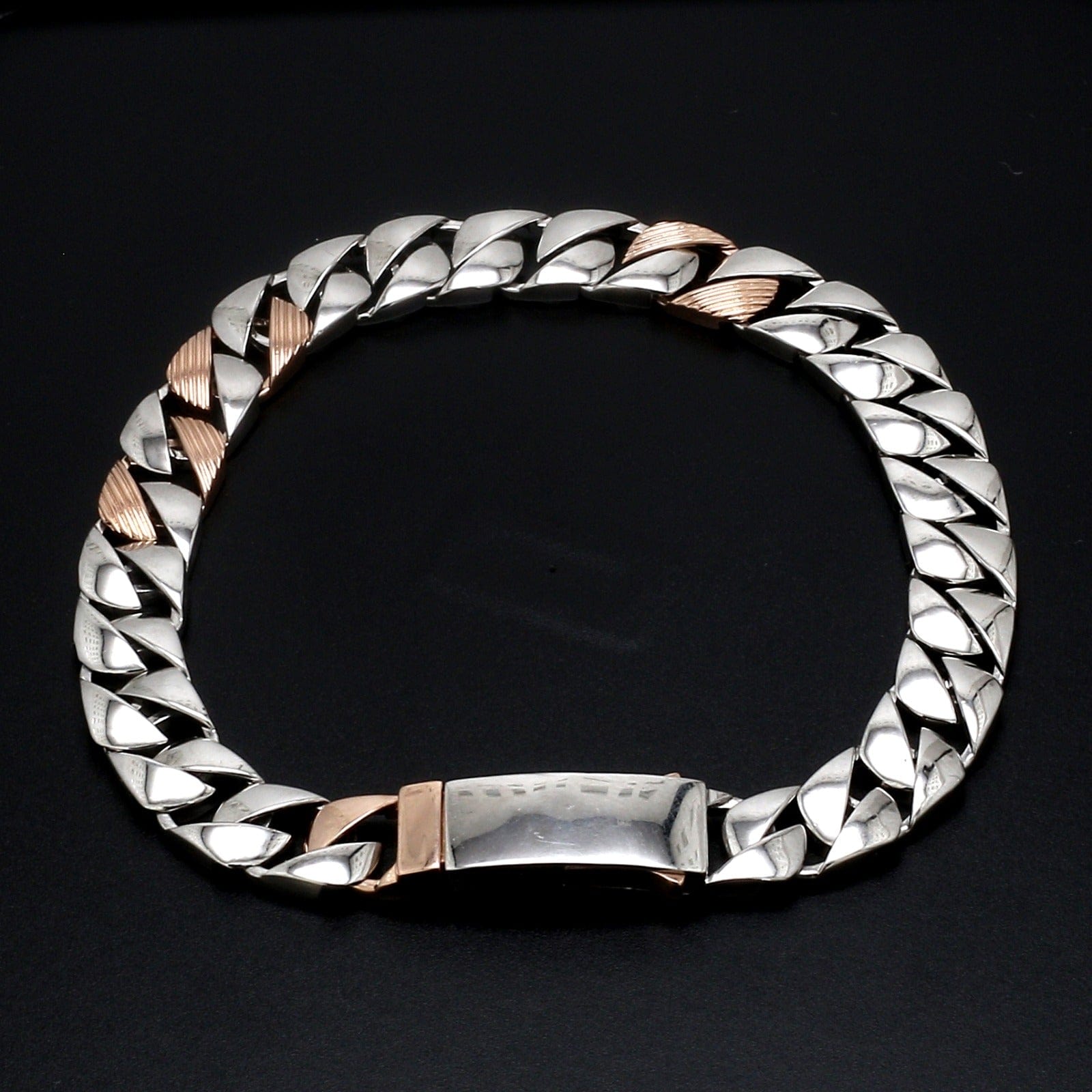 Jewelove™ Bangles & Bracelets Designer Platinum & Rose Gold Bracelet for Men JL PTB 752