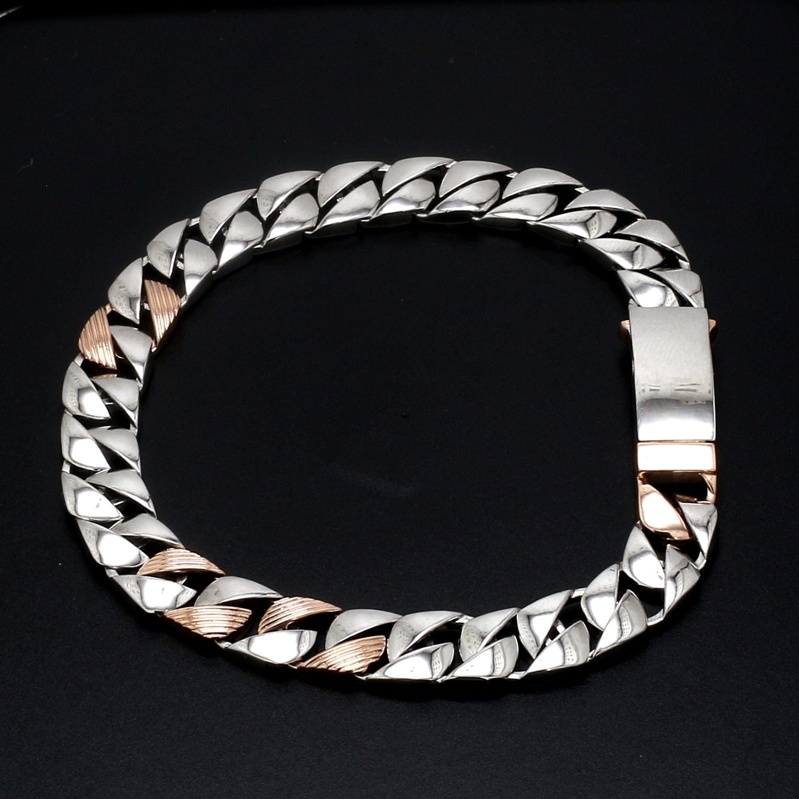 Jewelove™ Bangles & Bracelets Designer Platinum & Rose Gold Bracelet for Men JL PTB 752