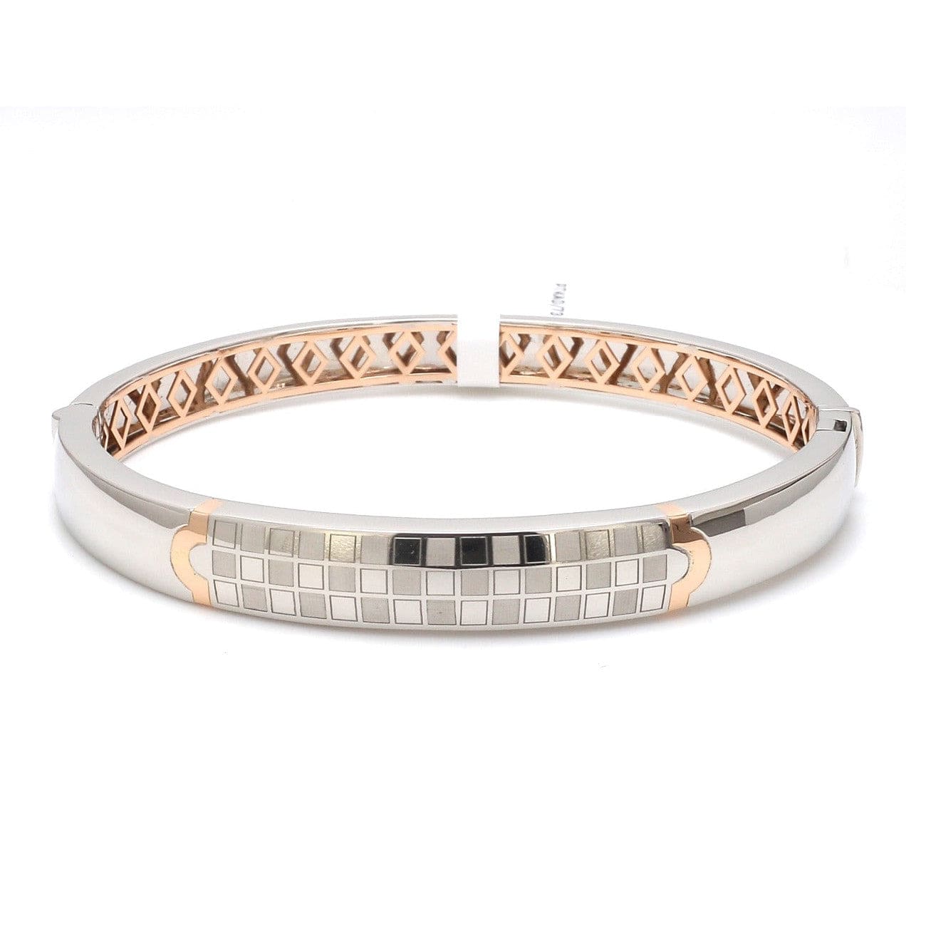 Jewelove™ Bangles & Bracelets Designer Platinum & Rose Gold Chess Bracelet for Men JL PTB 1082