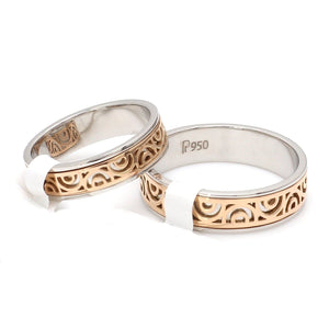 Jewelove™ Rings Designer Platinum & Rose Gold Couple Rings JL PT 1115