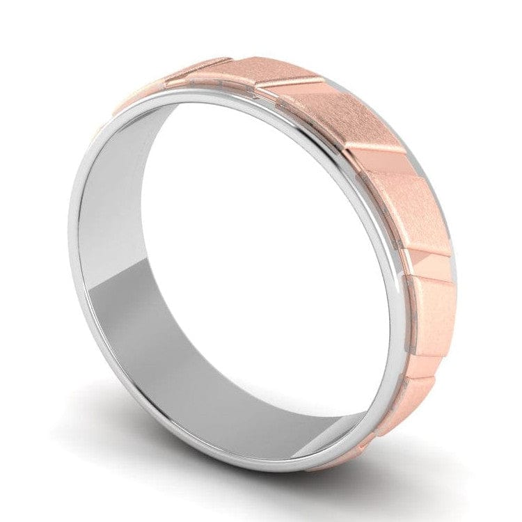 Jewelove™ Rings Designer Platinum & Rose Gold Couple Rings with Slanting Grooves JL PT 639