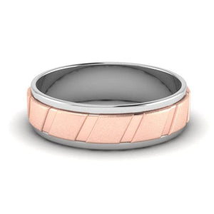 Jewelove™ Rings Designer Platinum & Rose Gold Couple Rings with Slanting Grooves JL PT 639