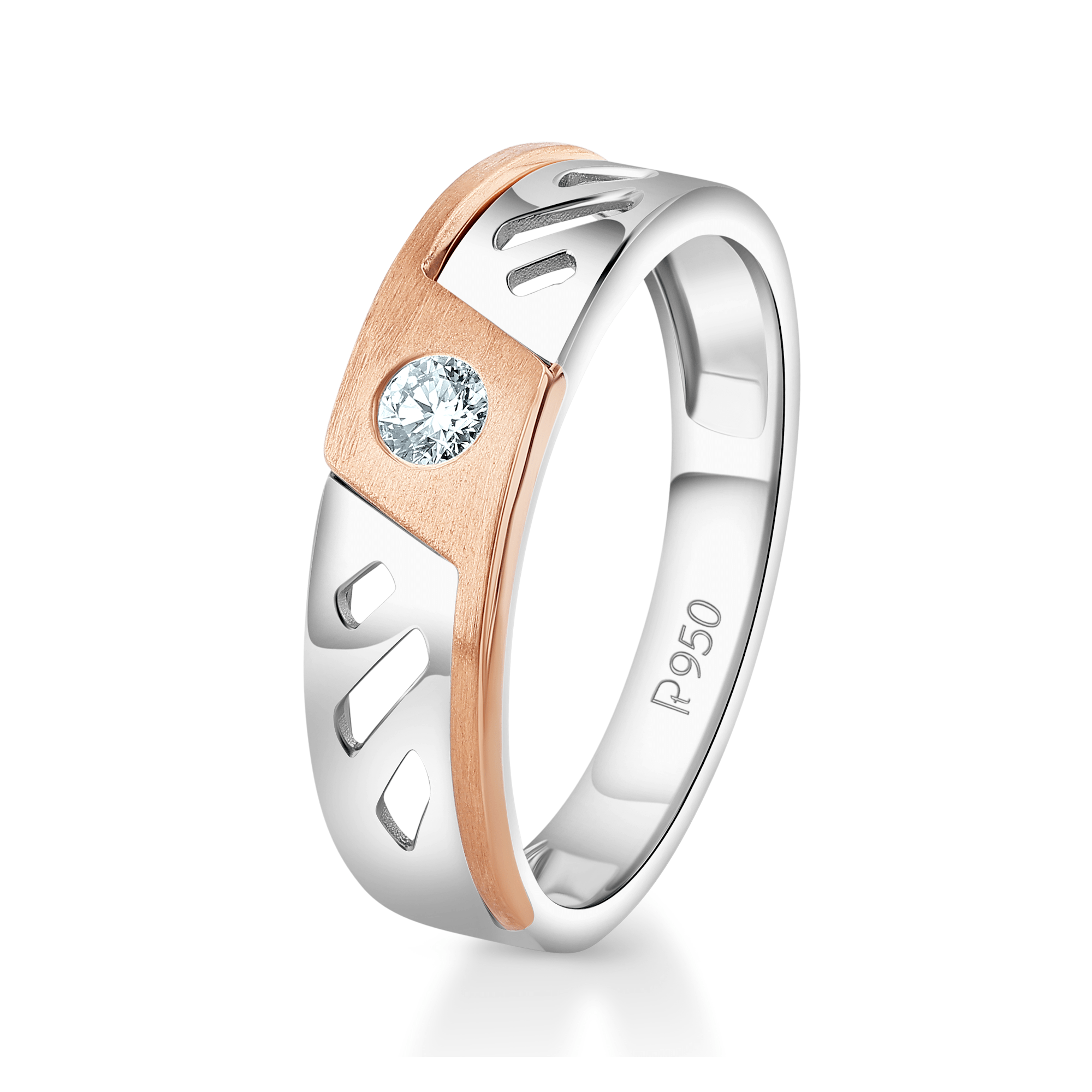 Jewelove™ Rings SI IJ / Men's Band only Designer Platinum Rose Gold Diamonds Couple Rings JL PT 1264