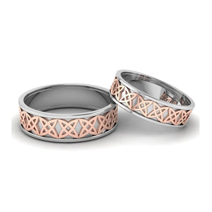 Jewelove™ Rings Designer Platinum & Rose Gold Fusion Couple Rings JL PT 645