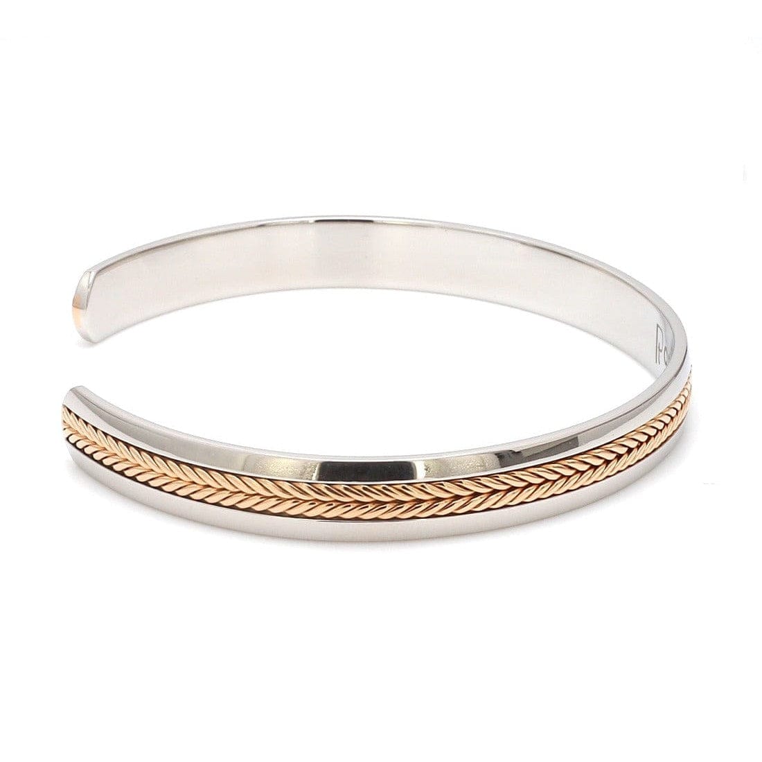 Jewelove™ Bangles & Bracelets Designer Platinum & Rose Gold Open Kada Cuff Bracelet for Men JL PTB 1081