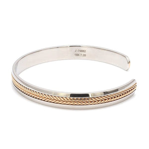 Jewelove™ Bangles & Bracelets Designer Platinum & Rose Gold Open Kada Cuff Bracelet for Men JL PTB 1081