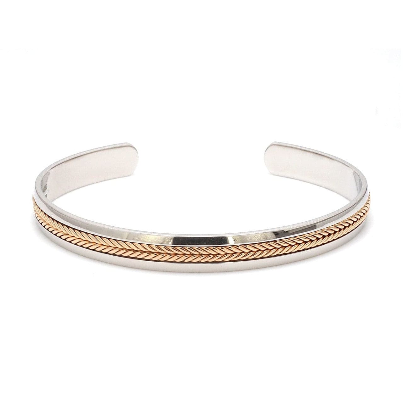 Jewelove™ Bangles & Bracelets Designer Platinum & Rose Gold Open Kada Cuff Bracelet for Men JL PTB 1081