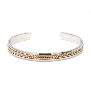 Jewelove™ Bangles & Bracelets Designer Platinum & Rose Gold Open Kada Cuff Bracelet for Men JL PTB 1081