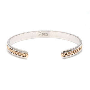 Jewelove™ Bangles & Bracelets Designer Platinum & Rose Gold Open Kada Cuff Bracelet for Men JL PTB 1081