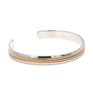 Jewelove™ Bangles & Bracelets Designer Platinum & Rose Gold Open Kada Cuff Bracelet for Men JL PTB 1081