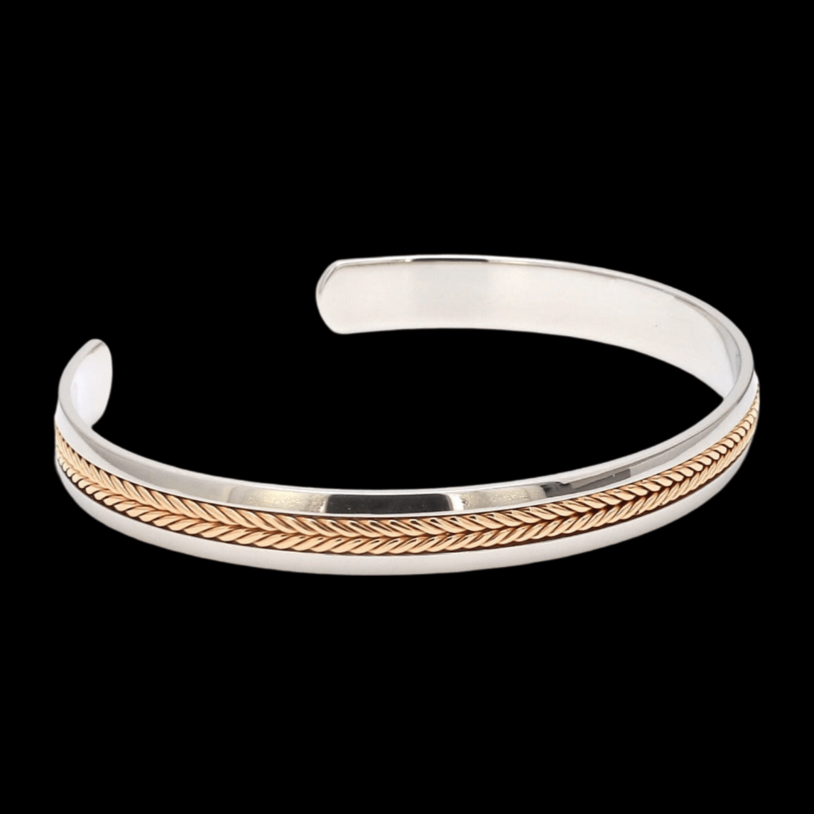 Jewelove™ Bangles & Bracelets Designer Platinum & Rose Gold Open Kada Cuff Bracelet for Men JL PTB 1081