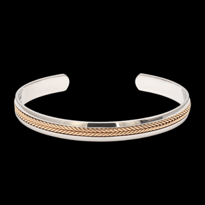 Jewelove™ Bangles & Bracelets Designer Platinum & Rose Gold Open Kada Cuff Bracelet for Men JL PTB 1081