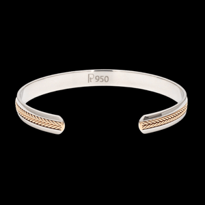 Jewelove™ Bangles & Bracelets Designer Platinum & Rose Gold Open Kada Cuff Bracelet for Men JL PTB 1081