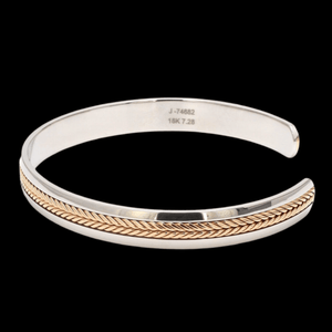 Jewelove™ Bangles & Bracelets Designer Platinum & Rose Gold Open Kada Cuff Bracelet for Men JL PTB 1081