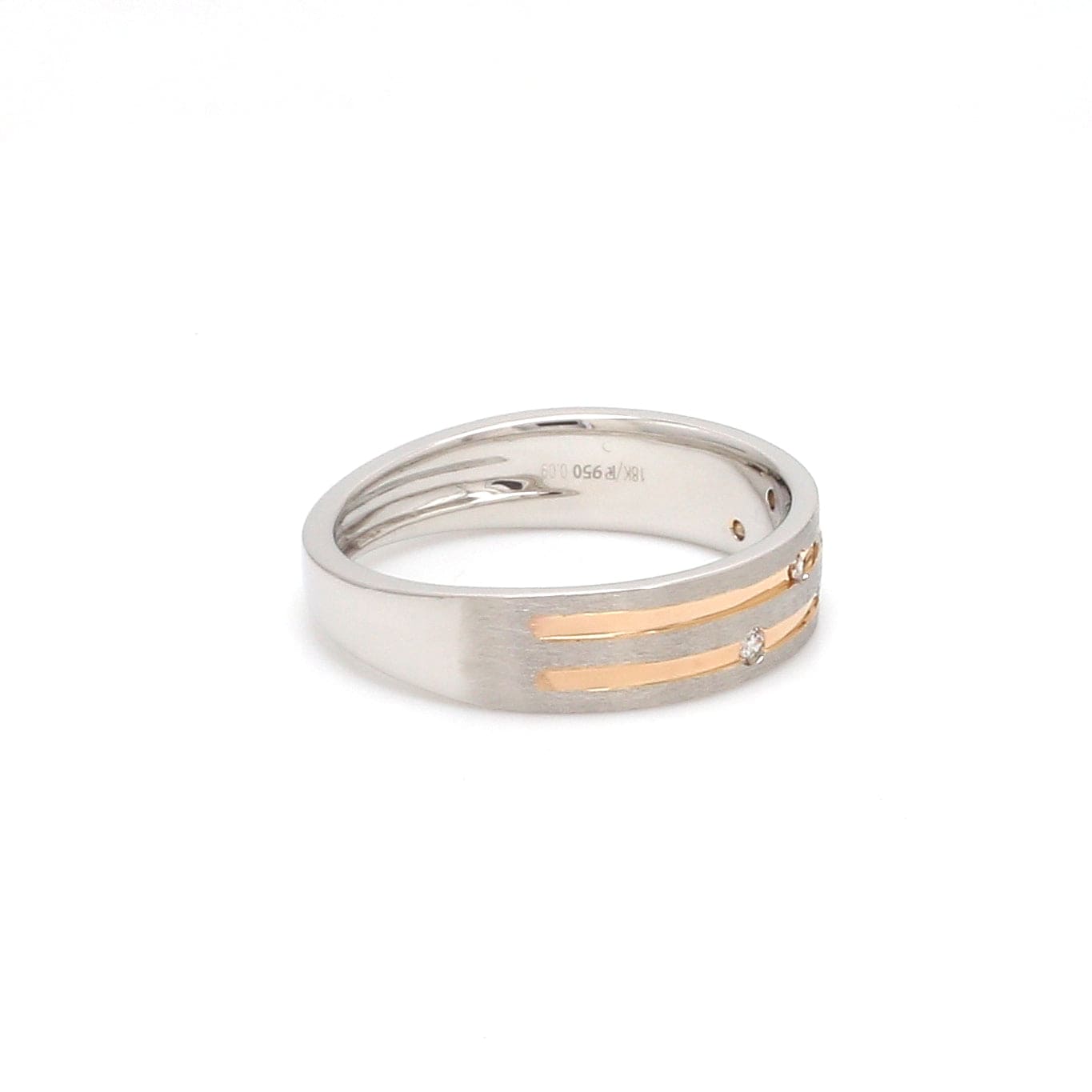 Jewelove™ Rings Designer Platinum Rose Gold Ring with Grooves & Diamonds for Women JL PT 570-A